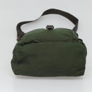 PRADA Shoulder Bag Nylon Khaki Silver Auth bs26478-9