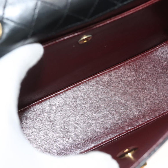 CHANEL Matelasse  Chain Shoulder Bag Lamb Skin Black Gold CC Auth bs26549