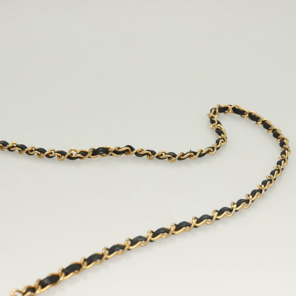 CHANEL Matelasse  Chain Shoulder Bag Lamb Skin Black Gold CC Auth bs26549