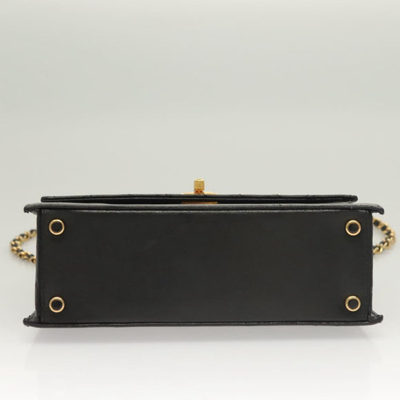CHANEL Matelasse  Chain Shoulder Bag Lamb Skin Black Gold CC Auth bs26549
