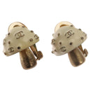 CHANEL Mushroom COCO Mark Earring metal White CC Auth bs26554-1