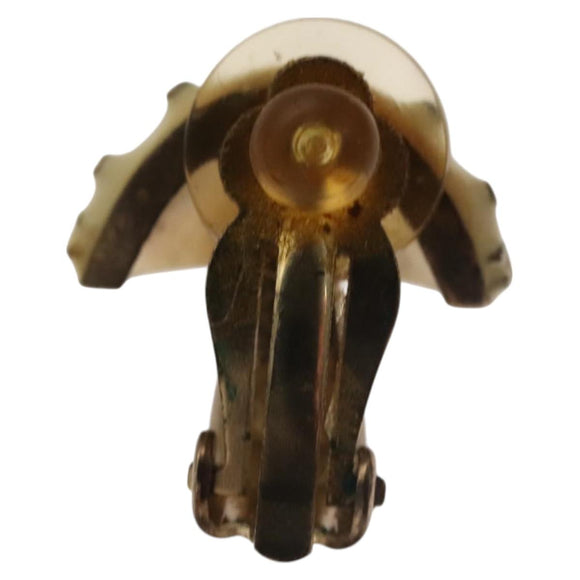 CHANEL Mushroom COCO Mark Earring metal White CC Auth bs26554