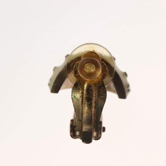 CHANEL Mushroom COCO Mark Earring metal White CC Auth bs26554