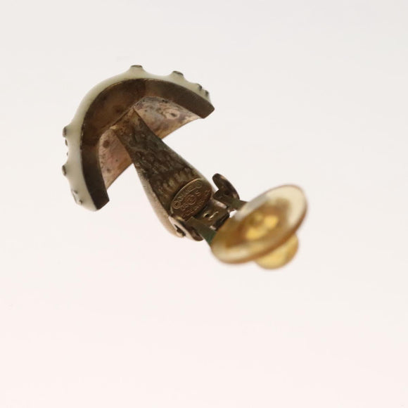 CHANEL Mushroom COCO Mark Earring metal White CC Auth bs26554