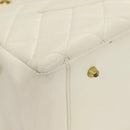 CHANEL Matelasse Chain Hand Bag Caviar Skin White Gold CC Auth bs26565-9