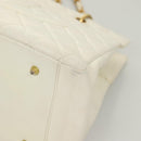 CHANEL Matelasse Chain Hand Bag Caviar Skin White Gold CC Auth bs26565-11
