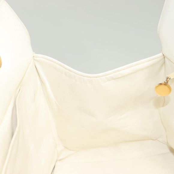 CHANEL Matelasse Chain Hand Bag Caviar Skin White Gold CC Auth bs26565