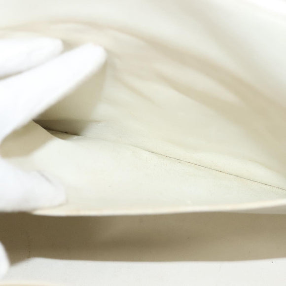 CHANEL Matelasse Chain Hand Bag Caviar Skin White Gold CC Auth bs26565