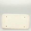 CHANEL Matelasse Chain Hand Bag Caviar Skin White Gold CC Auth bs26565-9