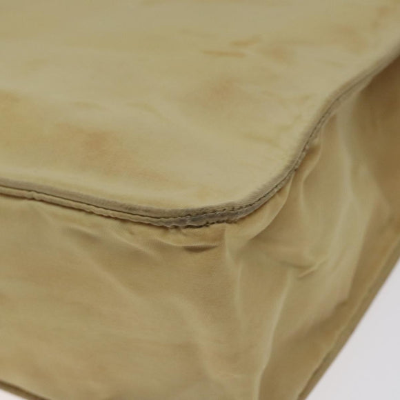 CHANEL Tote Bag Nylon Beige Gold CC Auth bs26566