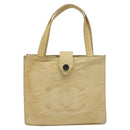 CHANEL Tote Bag Nylon Beige Gold CC Auth bs26566-13