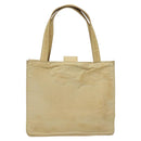 CHANEL Tote Bag Nylon Beige Gold CC Auth bs26566-2