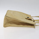 CHANEL Tote Bag Nylon Beige Gold CC Auth bs26566-3