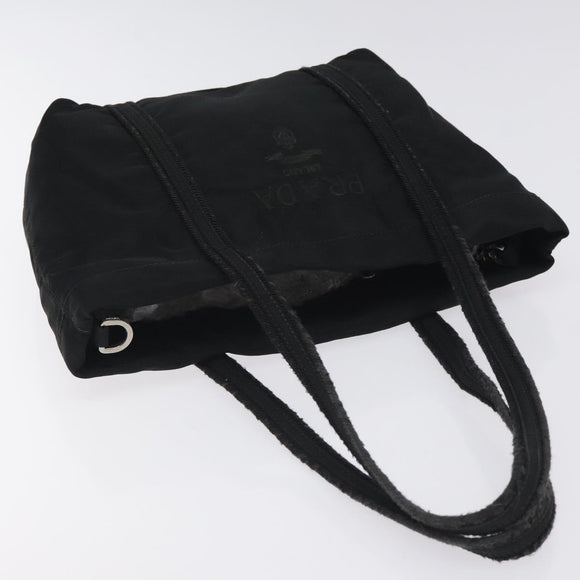 PRADA Mini Tote Bag Nylon Black Silver Auth bs26580
