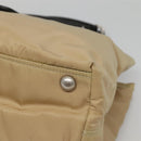 PRADA Chain Tote Bag Nylon Leather Beige Silver Auth bs26581-10