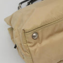 PRADA Chain Tote Bag Nylon Leather Beige Silver Auth bs26581-11