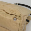 PRADA Chain Tote Bag Nylon Leather Beige Silver Auth bs26581-12