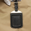 PRADA Chain Tote Bag Nylon Leather Beige Silver Auth bs26581-14