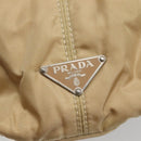 PRADA Chain Tote Bag Nylon Leather Beige Silver Auth bs26581-15
