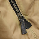 PRADA Chain Tote Bag Nylon Leather Beige Silver Auth bs26581-16