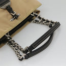 PRADA Chain Tote Bag Nylon Leather Beige Silver Auth bs26581-7