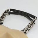 PRADA Chain Tote Bag Nylon Leather Beige Silver Auth bs26581-8