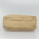 PRADA Chain Tote Bag Nylon Leather Beige Silver Auth bs26581-9