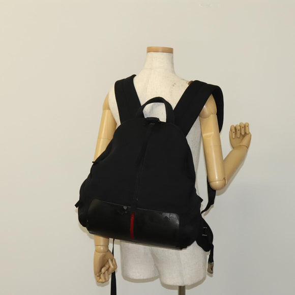 PRADA Sports Backpack Cotton Black Silver Auth bs26584