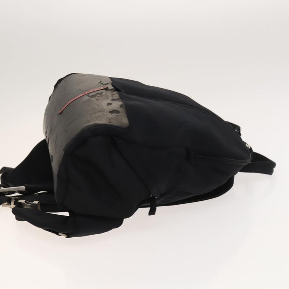 PRADA Sports Backpack Cotton Black Silver Auth bs26584
