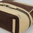 PRADA Shoulder Bag Canvas Leather Brown Silver Auth bs26588-9
