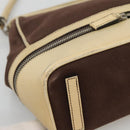 PRADA Shoulder Bag Canvas Leather Brown Silver Auth bs26588-14