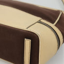 PRADA Shoulder Bag Canvas Leather Brown Silver Auth bs26588-15