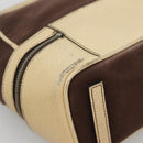 PRADA Shoulder Bag Canvas Leather Brown Silver Auth bs26588-16