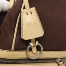 PRADA Shoulder Bag Canvas Leather Brown Silver Auth bs26588-10