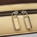 PRADA Shoulder Bag Canvas Leather Brown Silver Auth bs26588-17