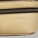 PRADA Shoulder Bag Canvas Leather Brown Silver Auth bs26588-18