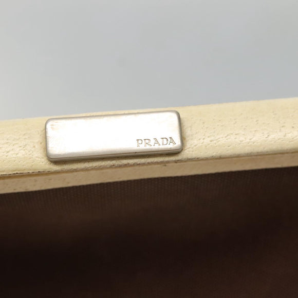 PRADA Shoulder Bag Canvas Leather Brown Silver Auth bs26588