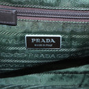 PRADA Shoulder Bag Canvas Leather Brown Silver Auth bs26588-20