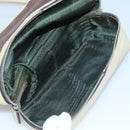 PRADA Shoulder Bag Canvas Leather Brown Silver Auth bs26588-24