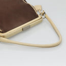 PRADA Shoulder Bag Canvas Leather Brown Silver Auth bs26588-7