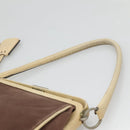PRADA Shoulder Bag Canvas Leather Brown Silver Auth bs26588-8