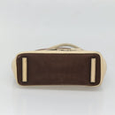 PRADA Shoulder Bag Canvas Leather Brown Silver Auth bs26588-5