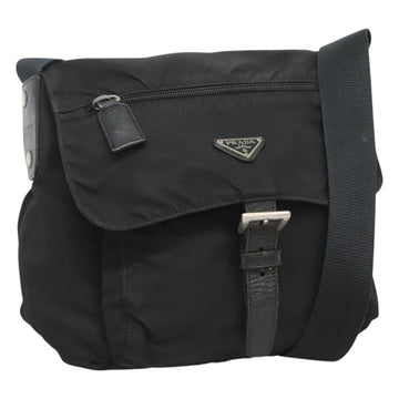 PRADA Shoulder Bag Nylon Black Silver Auth bs26590