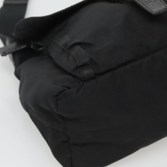 PRADA Shoulder Bag Nylon Black Silver Auth bs26590