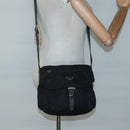 PRADA Shoulder Bag Nylon Black Silver Auth bs26590-25
