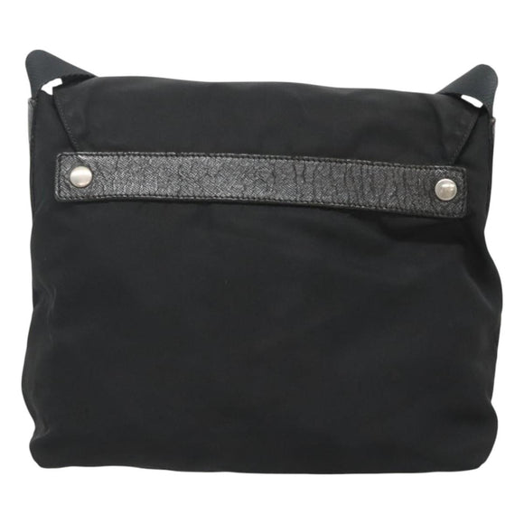 PRADA Shoulder Bag Nylon Black Silver Auth bs26590