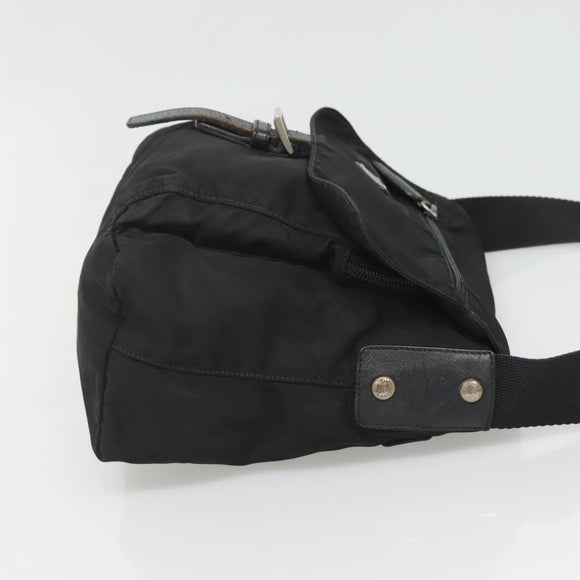 PRADA Shoulder Bag Nylon Black Silver Auth bs26590