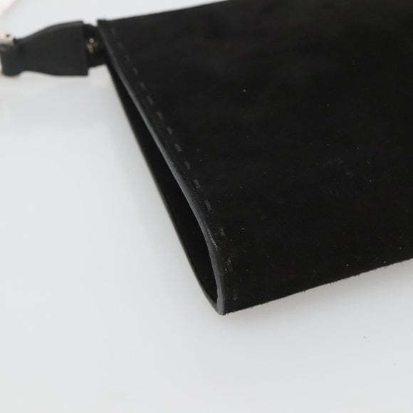 Salvatore Ferragamo Hand Bag Suede Black Silver Auth bs26594