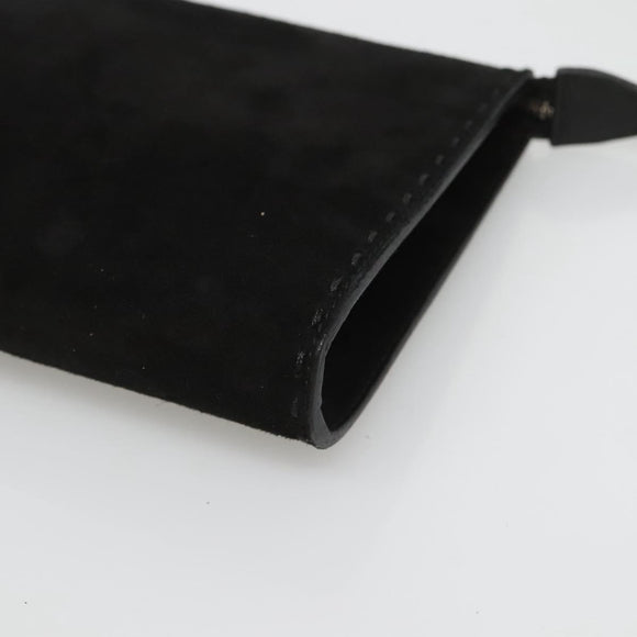 Salvatore Ferragamo Hand Bag Suede Black Silver Auth bs26594