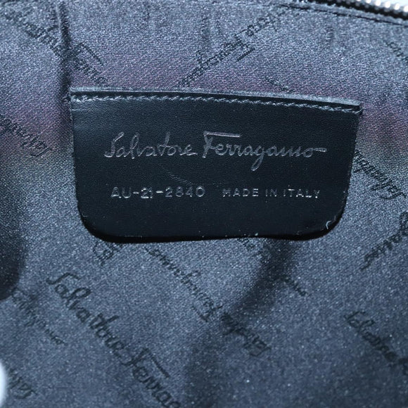 Salvatore Ferragamo Hand Bag Suede Black Silver Auth bs26594